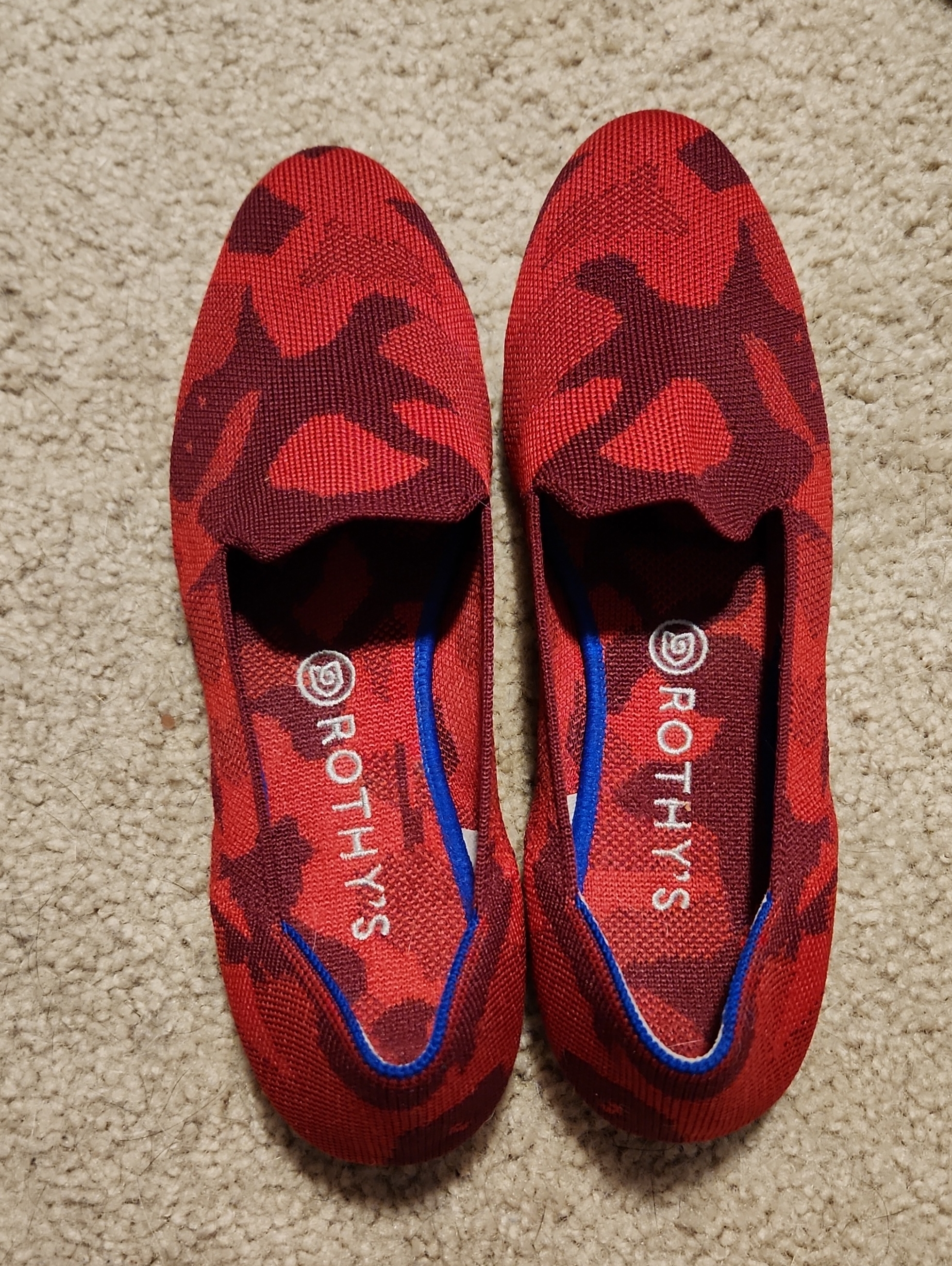 Rothy's The Loafer Retired Red Camo Colorway Knit Slip-On Flats